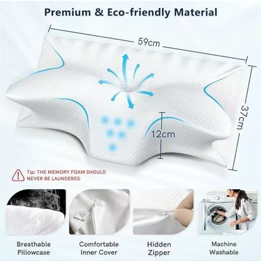 White Memory Foam Pillow - Picture 3 of 4